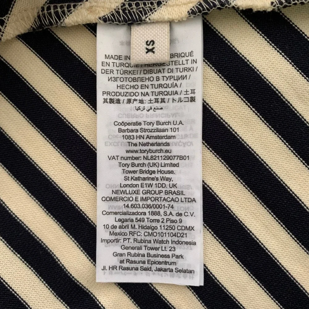 NWT Tory Burch Pocket Stripe Tee T‎ Shirt Dress XS 0 2 Cotton $348 Navy Ivory